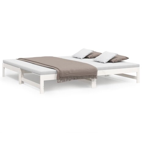 Slaapbank uitschuifbaar 2x(80x200) cm massief grenenhout wit 8720845639358 2
