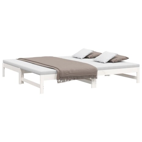 Slaapbank uitschuifbaar 2x(80x200) cm massief grenenhout wit 8720845639358 3