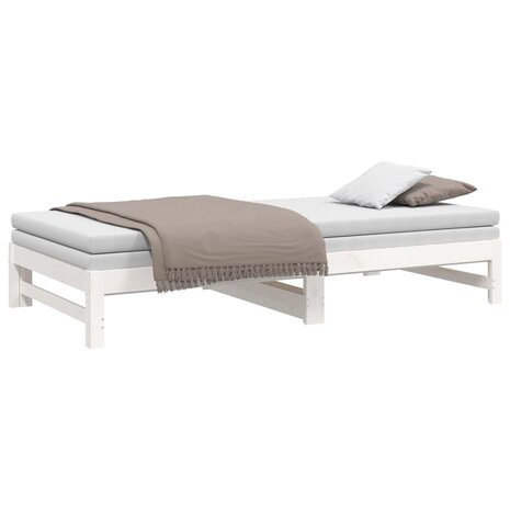 Slaapbank uitschuifbaar 2x(80x200) cm massief grenenhout wit 8720845639358 6