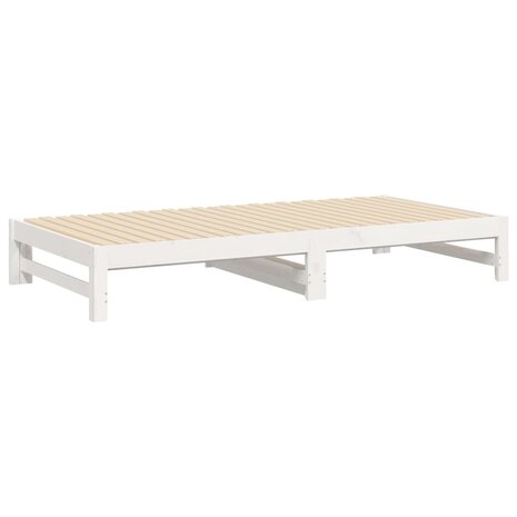 Slaapbank uitschuifbaar 2x(80x200) cm massief grenenhout wit 8720845639358 8