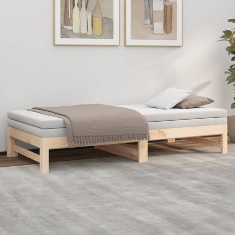 Slaapbank uitschuifbaar massief grenenhout 2x(90x190) cm 8720845639396 4