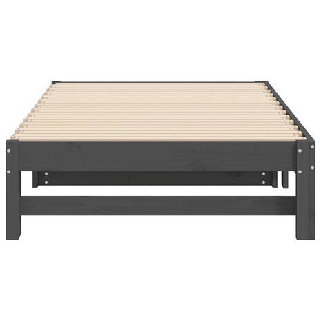 Slaapbank uitschuifbaar massief grenenhout grijs 2x(90x190) cm 8720845639419 9