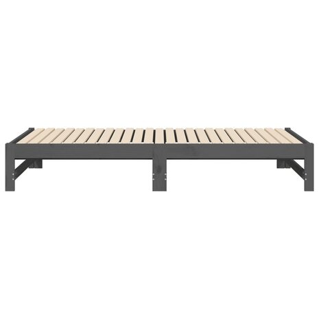 Slaapbank uitschuifbaar massief grenenhout grijs 2x(90x190) cm 8720845639419 10