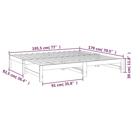 Slaapbank uitschuifbaar massief grenenhout grijs 2x(90x190) cm 8720845639419 12