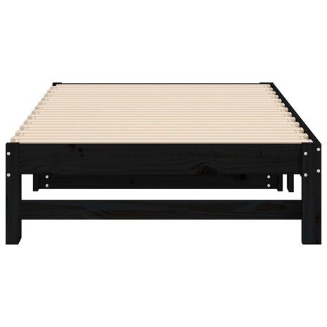 Slaapbank uitschuifbaar massief grenenhout zwart 2x(90x190) cm 8720845639433 9