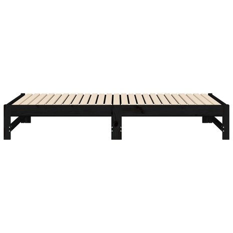 Slaapbank uitschuifbaar massief grenenhout zwart 2x(90x190) cm 8720845639433 10