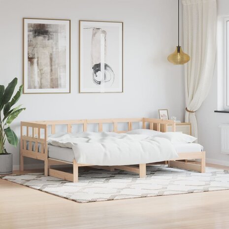 Slaapbank met onderschuifbed 80x200 cm massief grenenhout 8721012123274 1