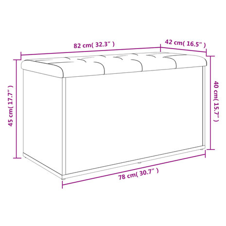Opbergbankje 82x42x45 cm bewerkt hout gerookt eikenkleurig 8721012162549 10