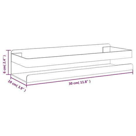 Doucherekje 30x10x6 cm geborsteld 304 roestvrij staal matzwart 8721012490444 8