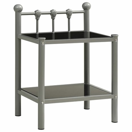 Nachtkastje 45x34,5x60,5 cm metaal en glas grijs en zwart 8720286163887 1