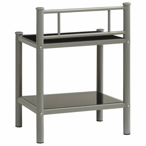 Nachtkastje 45x34,5x60,5 cm metaal en glas grijs en zwart 8720286164044 5