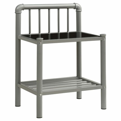 Nachtkastje 45x34,5x62,5 cm metaal en glas grijs en zwart 8720286197400 2