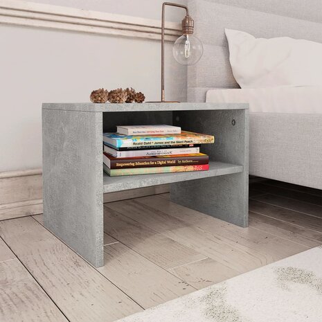 Nachtkastje 40x30x30 cm bewerkt hout betongrijs 8719883672328 1