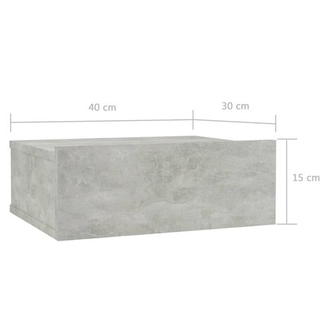 Nachtkastje zwevend 40x30x15 cm bewerkt hout betongrijs 8719883674759 7