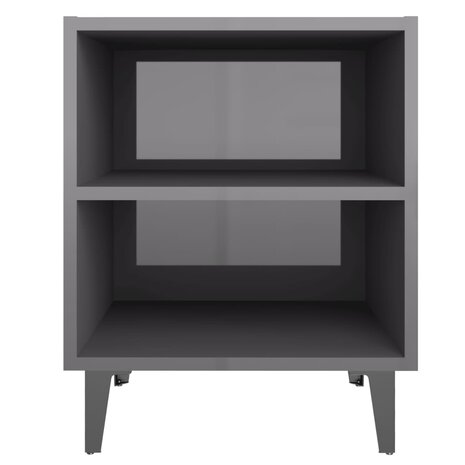 Nachtkastje met metalen poten 40x30x50 cm hoogglans grijs 8720286356227 4