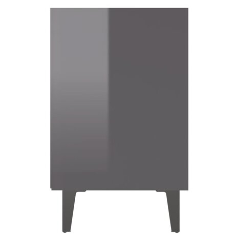 Nachtkastje met metalen poten 40x30x50 cm hoogglans grijs 8720286356227 5