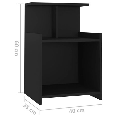 Nachtkastje 40x35x60 cm bewerkt hout zwart 8720286557822 6