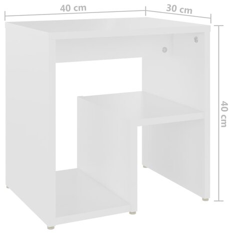 Nachtkastje 40x30x40 cm bewerkt hout wit 8720286558348 6