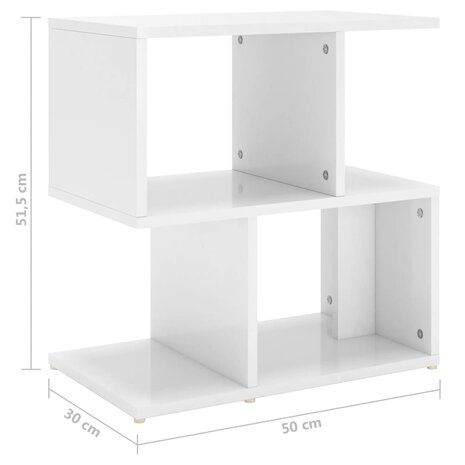 Nachtkastje 50x30x51,5 cm bewerkt hout hoogglans wit 8720286558829 7