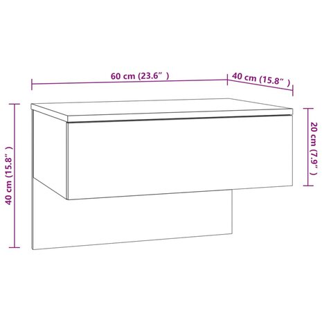 Nachtkastje wandgemonteerd betongrijs 8720286963906 8
