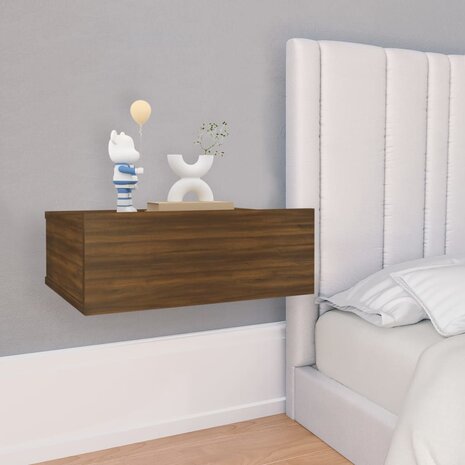 Nachtkastje zwevend 40x30x15 cm bewerkt hout bruin eikenkleur 8720286975367 1