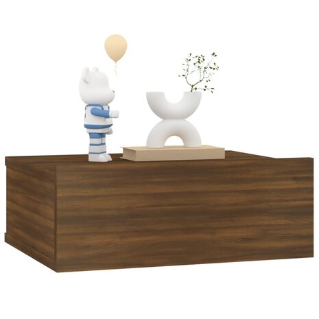Nachtkastje zwevend 40x30x15 cm bewerkt hout bruin eikenkleur 8720286975367 4