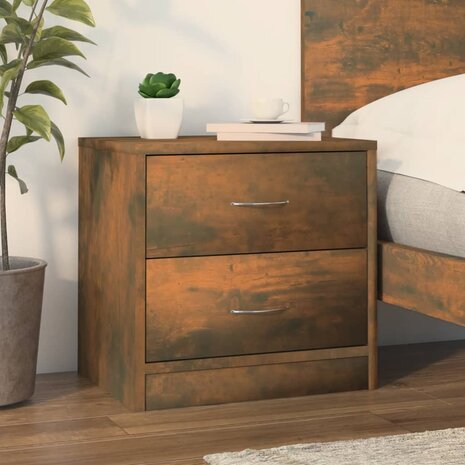Nachtkastje 40x30x40 cm bewerkt hout gerookt eikenkleurig 8720286954188 1