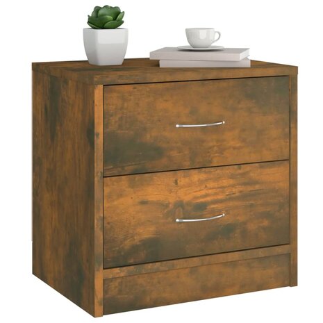 Nachtkastje 40x30x40 cm bewerkt hout gerookt eikenkleurig 8720286954188 3