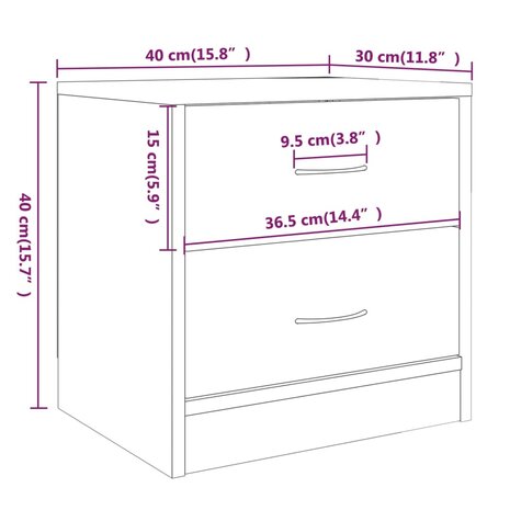 Nachtkastje 40x30x40 cm bewerkt hout gerookt eikenkleurig 8720286954188 7