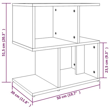 Nachtkastje 50x30x51,5 cm bewerkt hout gerookt eikenkleurig 8720286955833 7