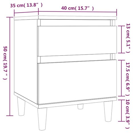 Nachtkastje 40x35x50 cm gerookt eikenkleurig 8720287226307 10