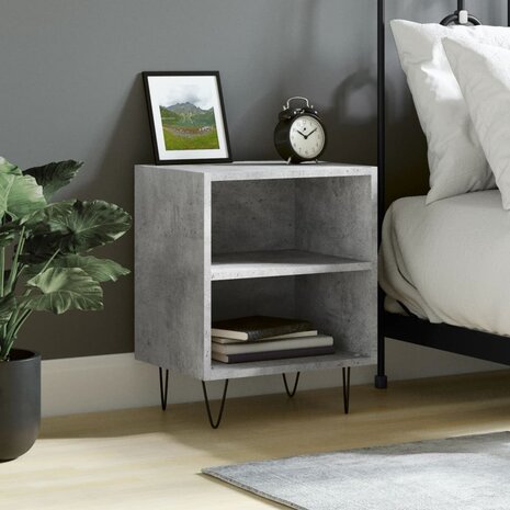 Nachtkastje 40x30x50 cm bewerkt hout betongrijs 8720845904395 1
