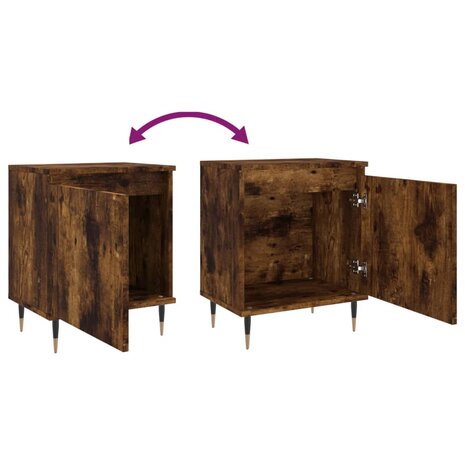Nachtkastje 40x30x50 cm bewerkt hout gerookt eikenkleurig 8720845904739 9