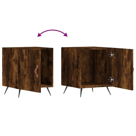 Nachtkastje 40x40x50 cm bewerkt hout gerookt eikenkleurig 8720845910891 7
