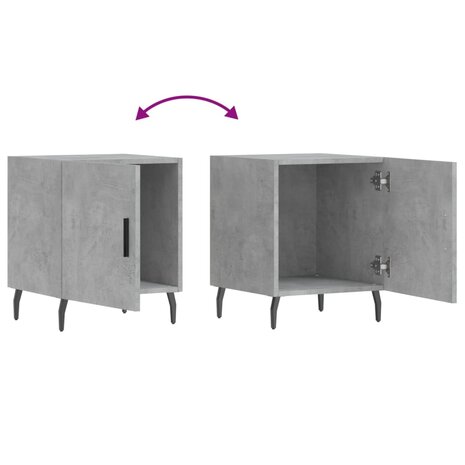 Nachtkastje 40x40x50 cm bewerkt hout betongrijs 8720845911836 9