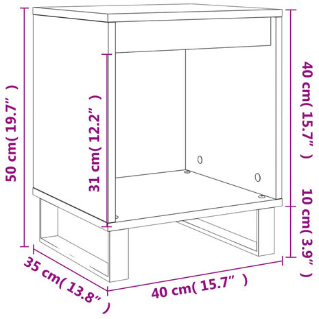 Nachtkastje 40x35x50 cm bewerkt hout hoogglans wit 8721012111196 9