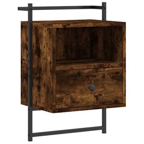 Nachtkastje wandgemonteerd 40x30x61 cm hout gerookt eikenkleur 8720845916008 2