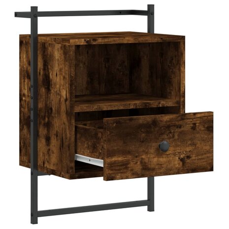Nachtkastje wandgemonteerd 40x30x61 cm hout gerookt eikenkleur 8720845916008 5