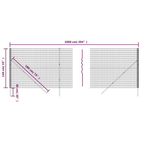 Draadgaashek 1,4x10 m gegalvaniseerd staal antracietkleurig 8720845779528 5