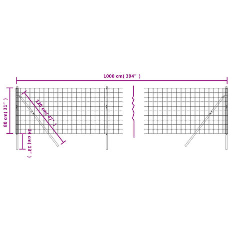 Draadgaashek 0,8x10 m gegalvaniseerd staal antracietkleurig 8720845779658 5
