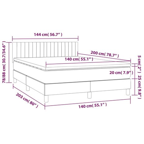 Boxspring met matras stof taupe 140x200 cm 8720287454458 7