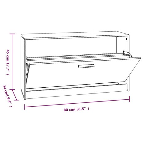 Schoenenbank 80x24x45 cm bewerkt hout gerookt eiken 8720286946152 9
