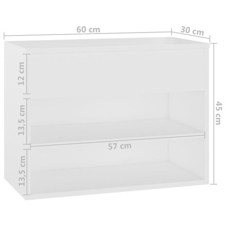 Schoenenbank 60x30x45 cm bewerkt hout wit 8720286643358 8