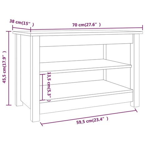 Schoenenbank 70x38x45,5 cm massief grenenhout grijs 8720286922620 7