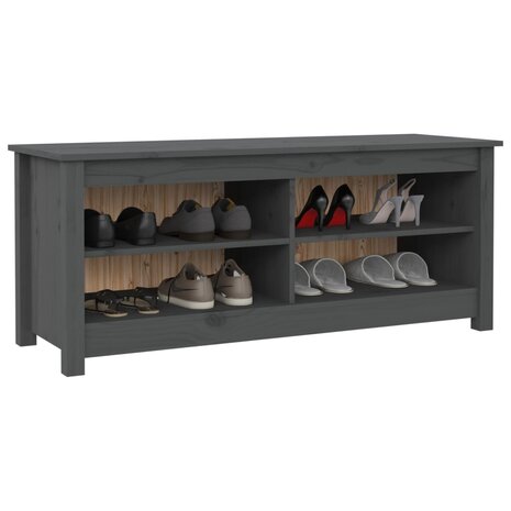 Schoenenbank 110x38x45,5 cm massief grenenhout grijs 8720286922675 6
