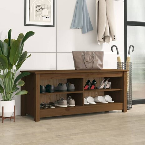 Schoenenbank 110x38x45,5 cm massief grenenhout honingbruin 8720286922682 1