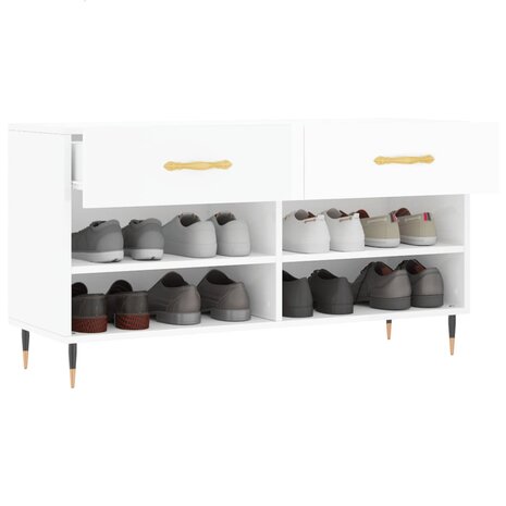 Schoenenbank 102x35x55 cm bewerkt hout hoogglans wit 8720845441982 4