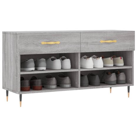 Schoenenbank 102x35x55 cm bewerkt hout grijs sonoma eikenkleur 8720845442026 3