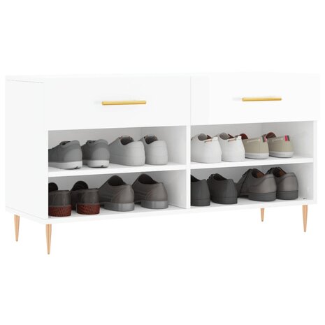 Schoenenbank 102x35x55 cm bewerkt hout hoogglans wit 8720845442064 3