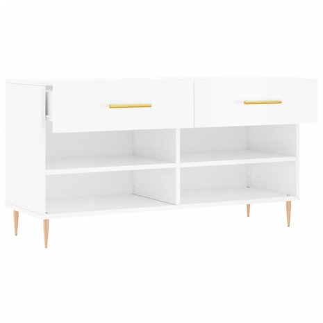Schoenenbank 102x35x55 cm bewerkt hout hoogglans wit 8720845442064 5